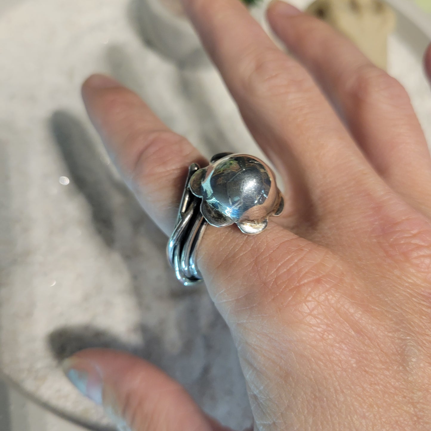 Sterling Jellyfish Ring sz Adjustable