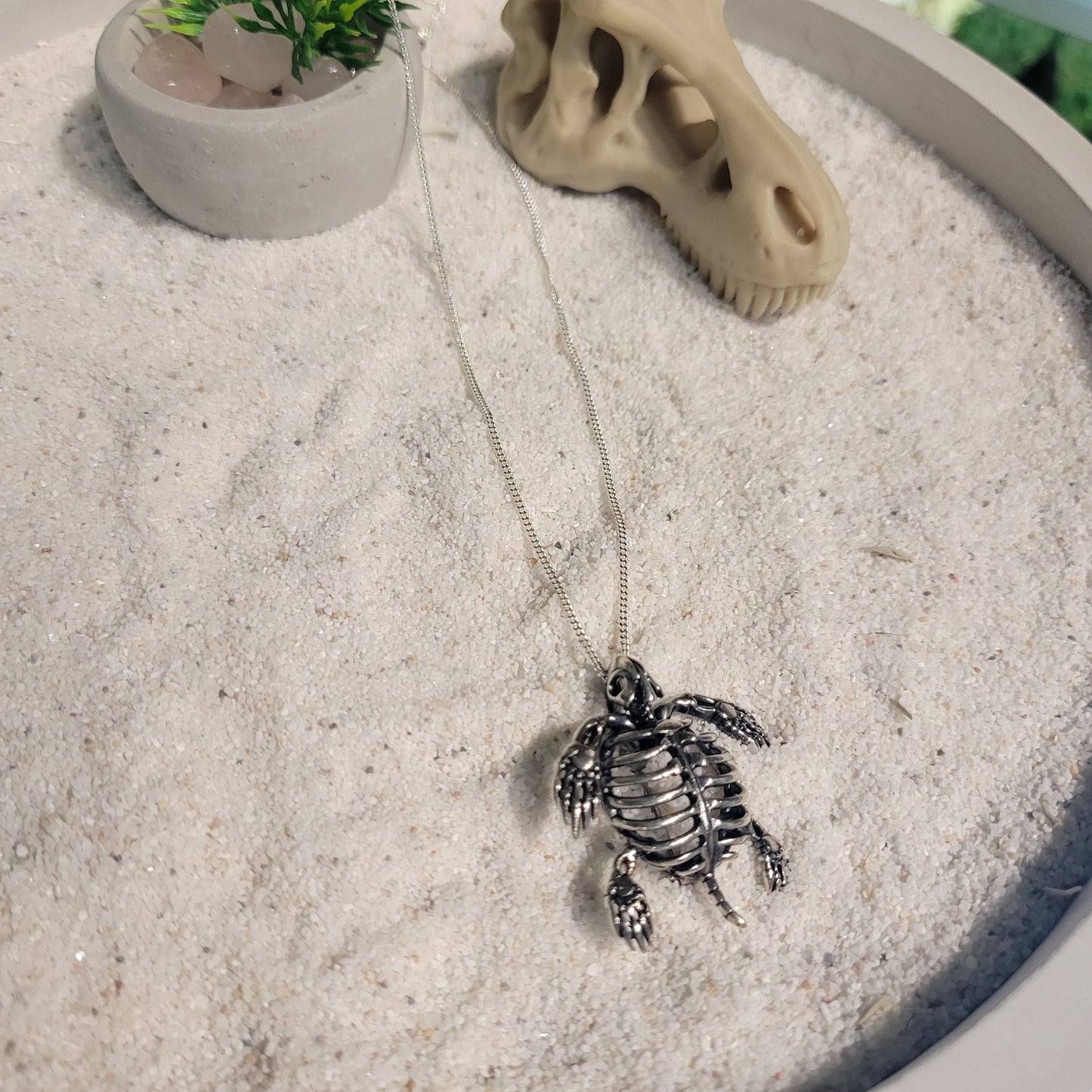 Sterling Turtle Skeleton Necklace Pin