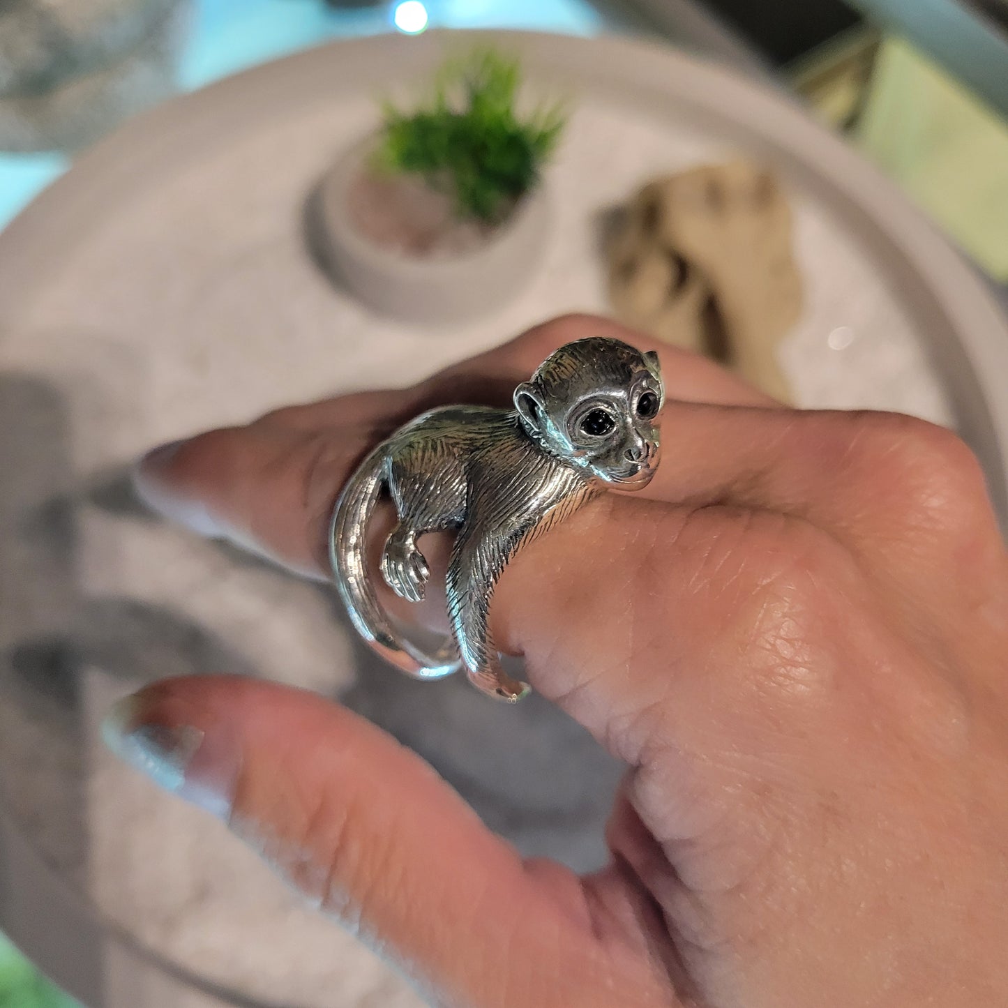 Sterling Monkey Ring sz Adjustable