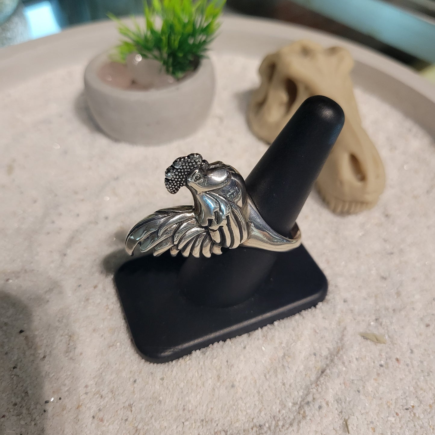Sterling Rooster Ring sz Adjustable