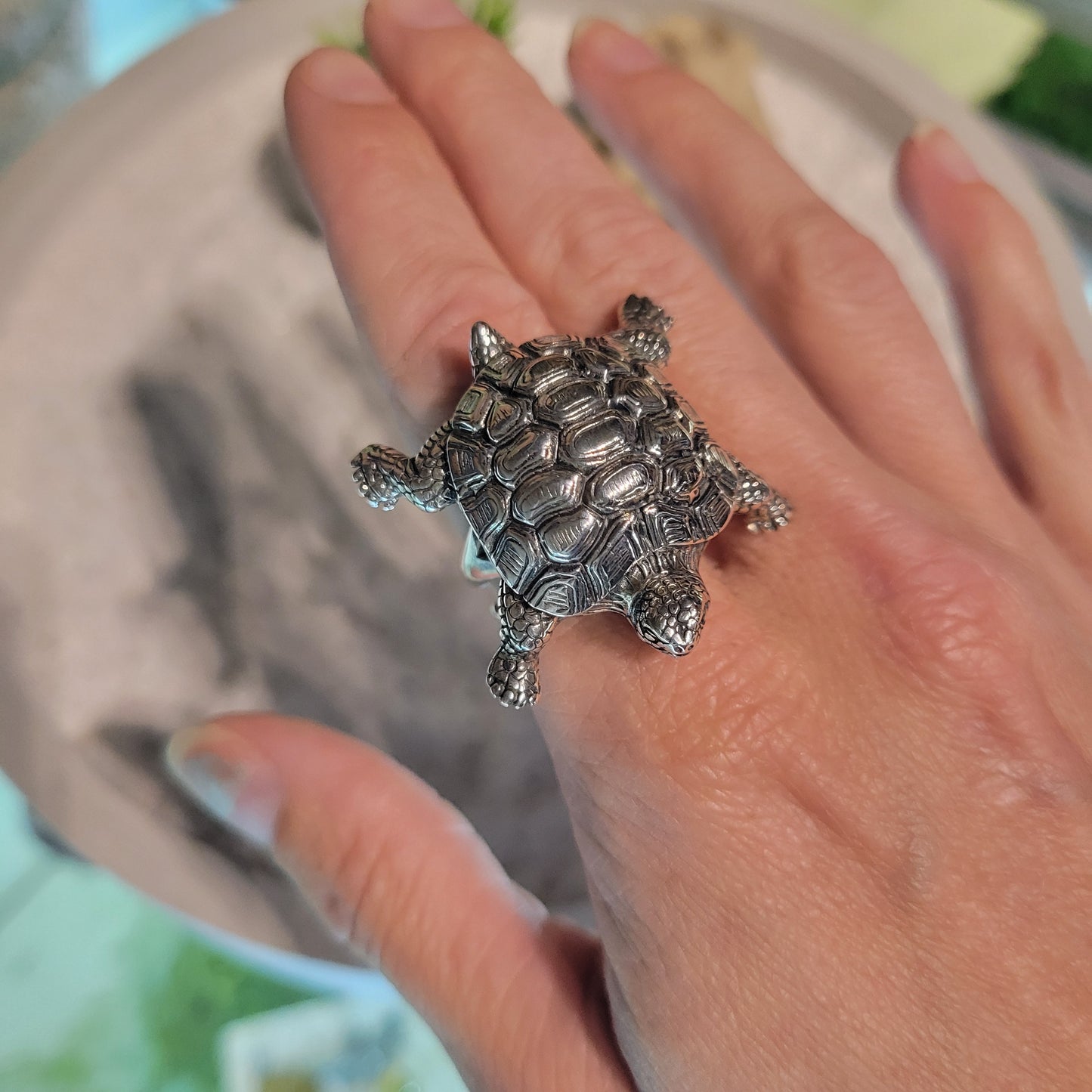 Sterling Turtle Ring sz Adjustable