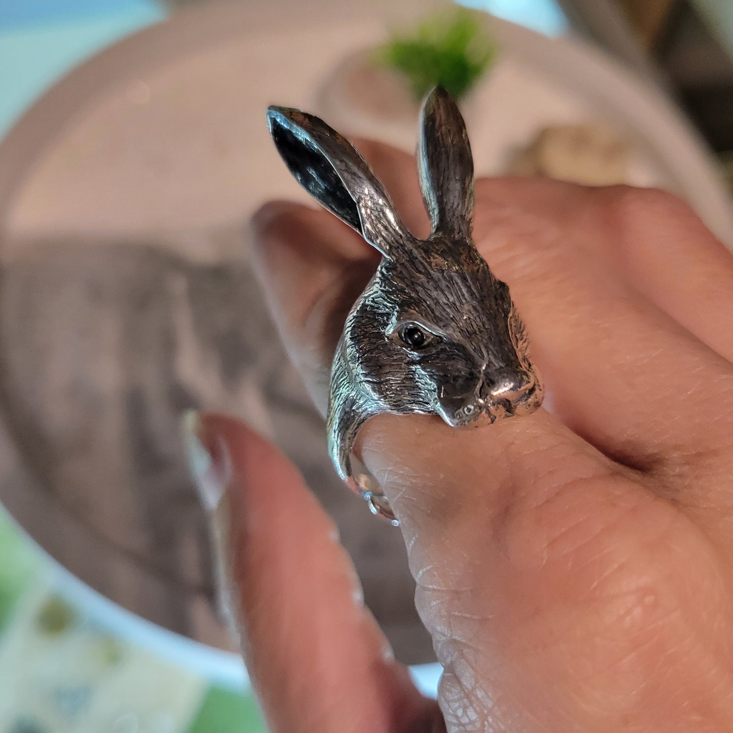 Sterling Rabbit Ring sz Adjustable