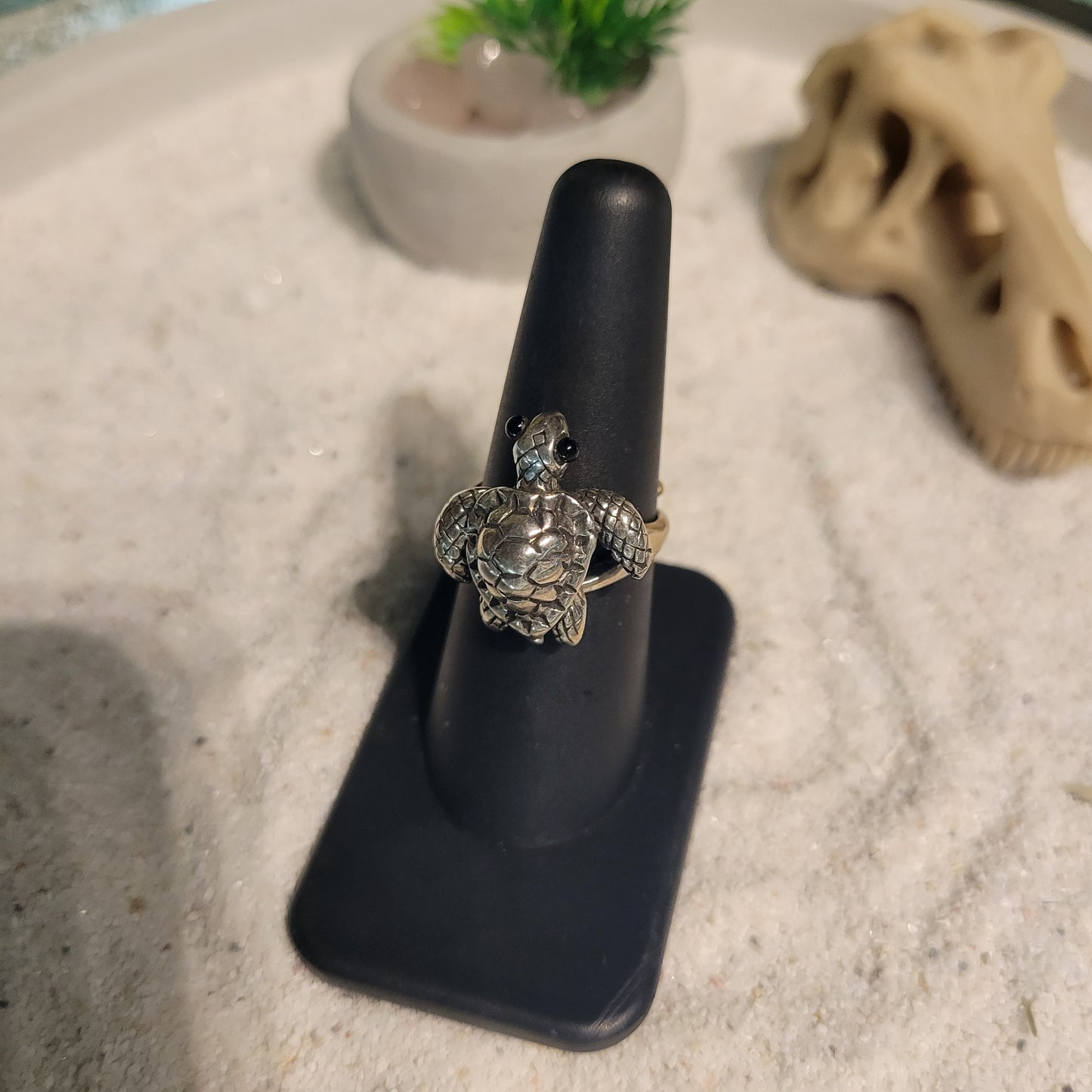 Sterling Small Turtle Ring sz Adjustable