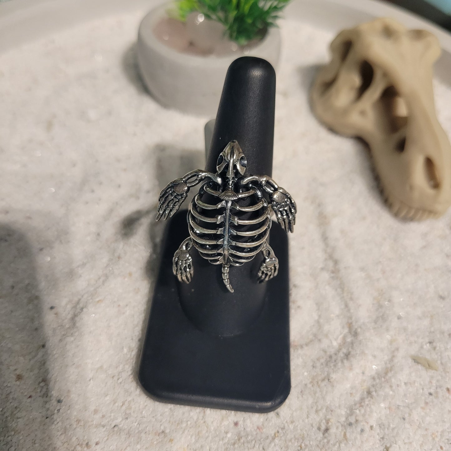 Sterling Skeleton Turtle Ring sz Adjustable