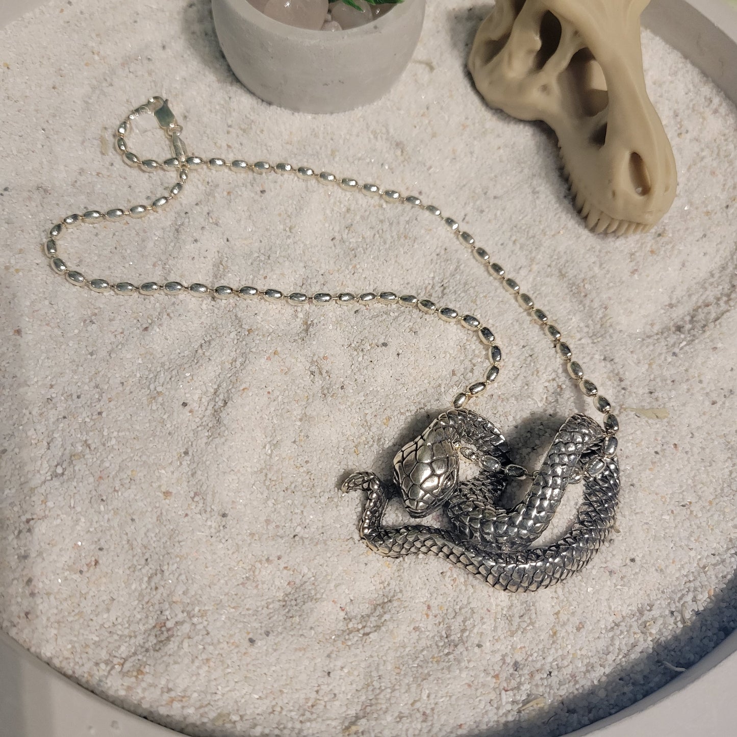 Sterling Snake on 18" Rice Chain