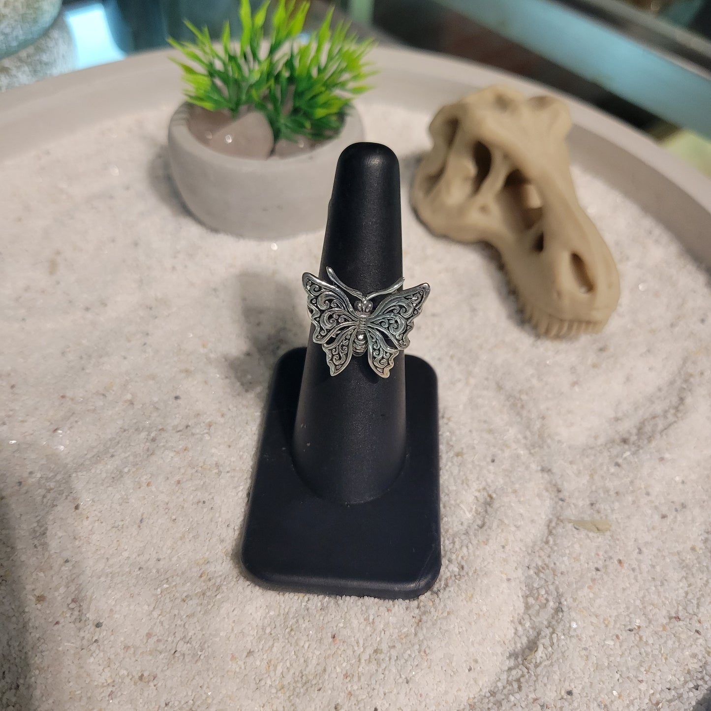 Sterling Small Butterfly Ring sz Adjustable