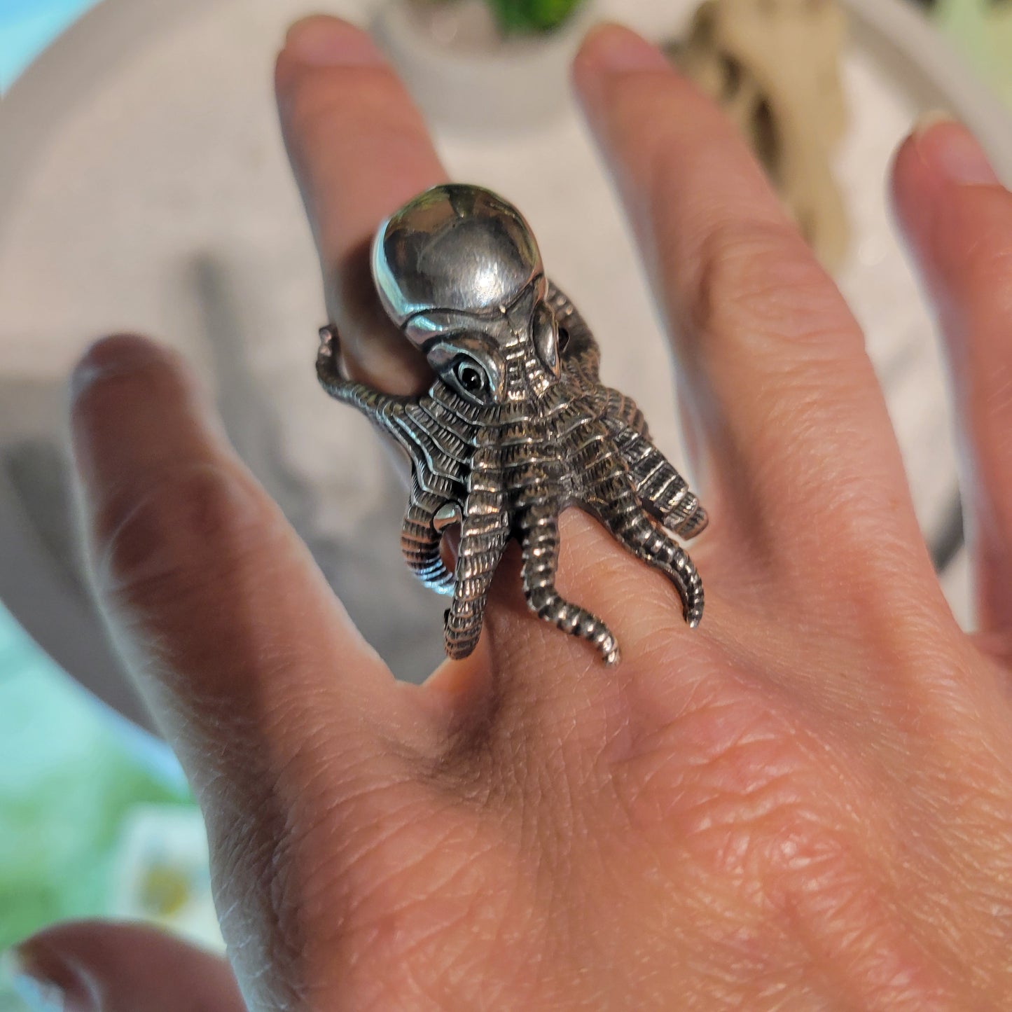 Sterling Octopus Ring sz Adjustable