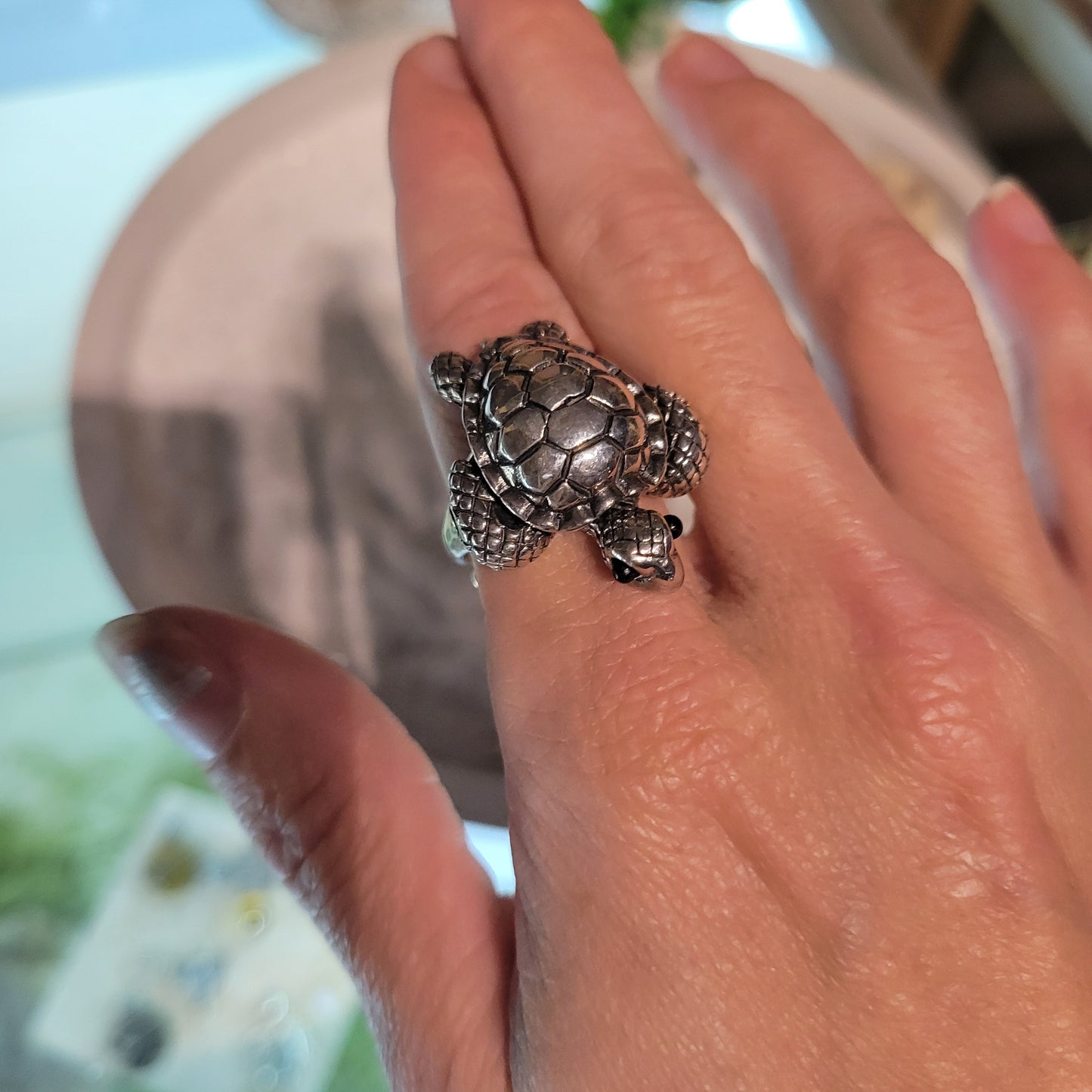 Sterling Turtle Ring sz Adjustable