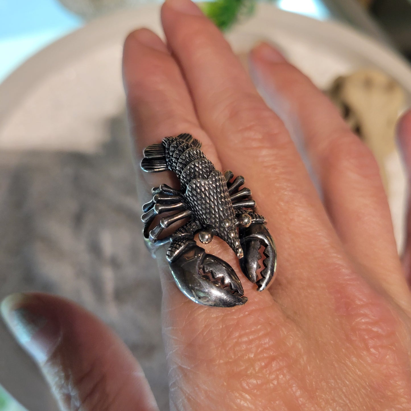 Sterling Lobster Ring sz Adjustable