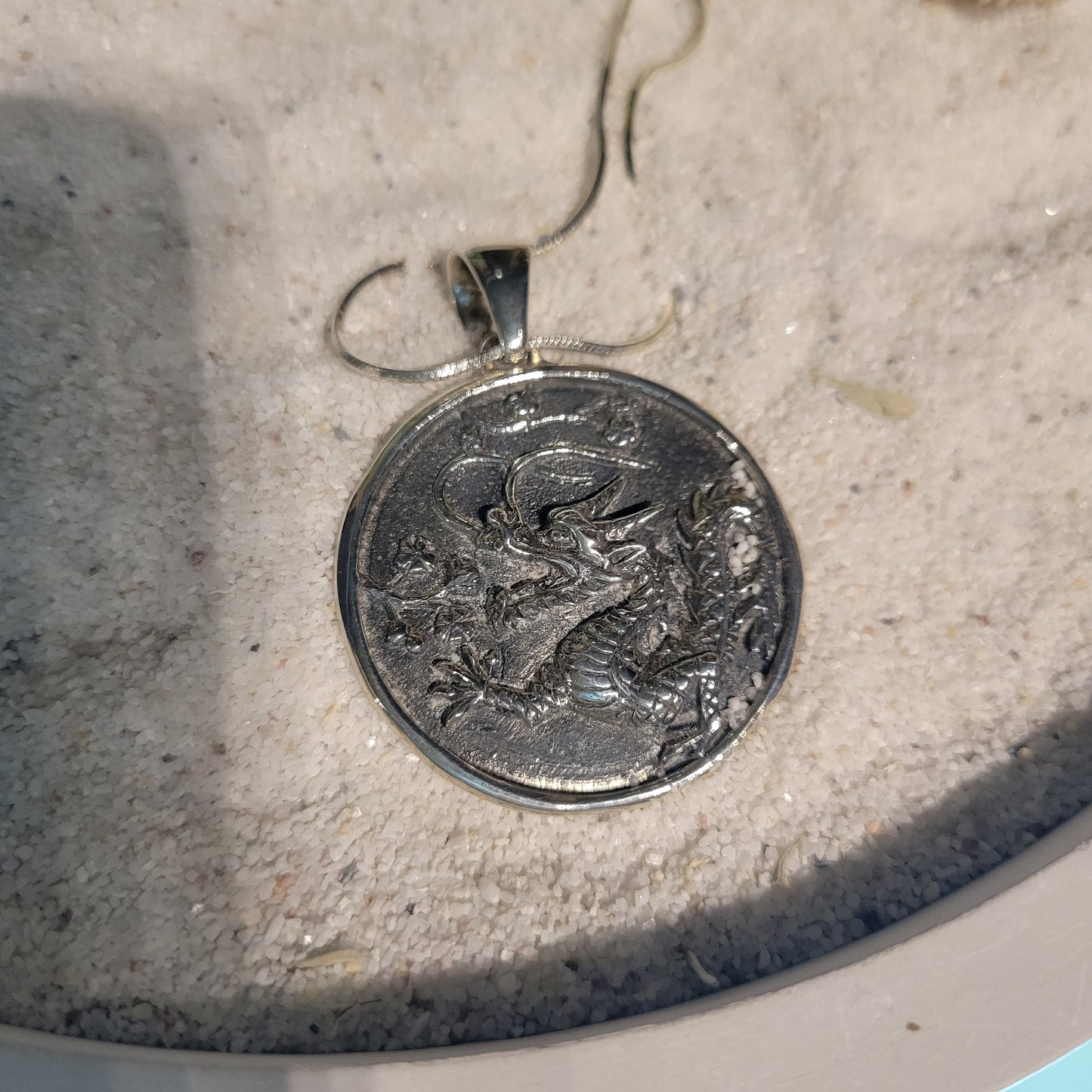 Sterling Chinese Dragon Medallion Necklace
