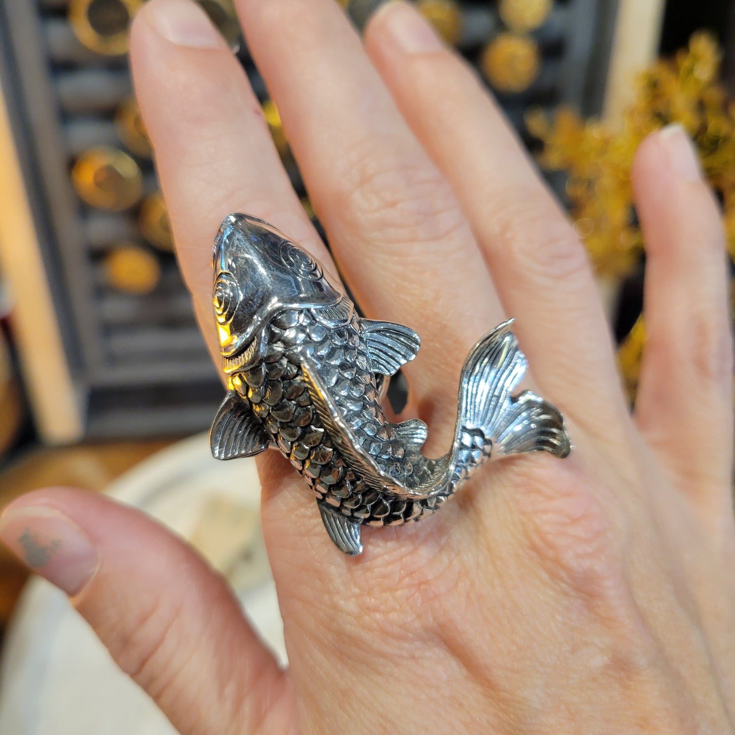 Sterling Koi Fish Ring sz Adjustable