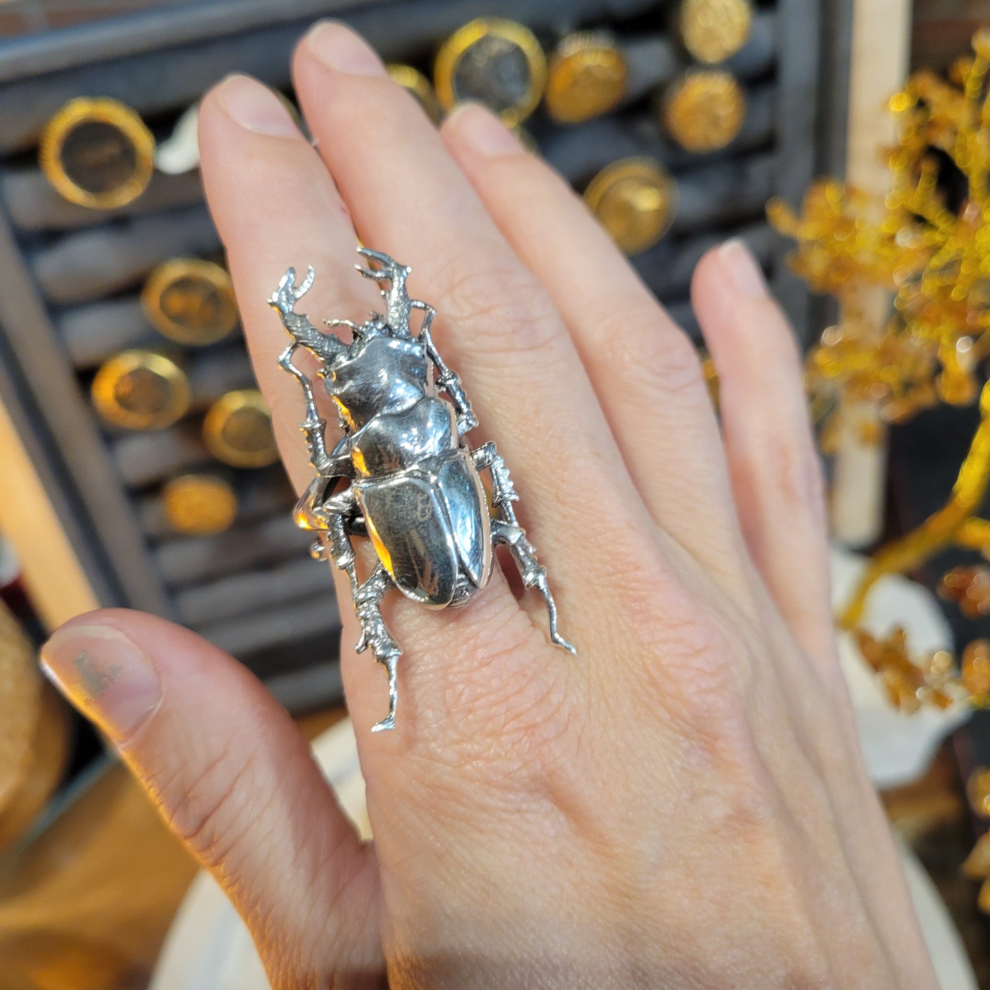 Sterling Bug Ring sz Adjustable