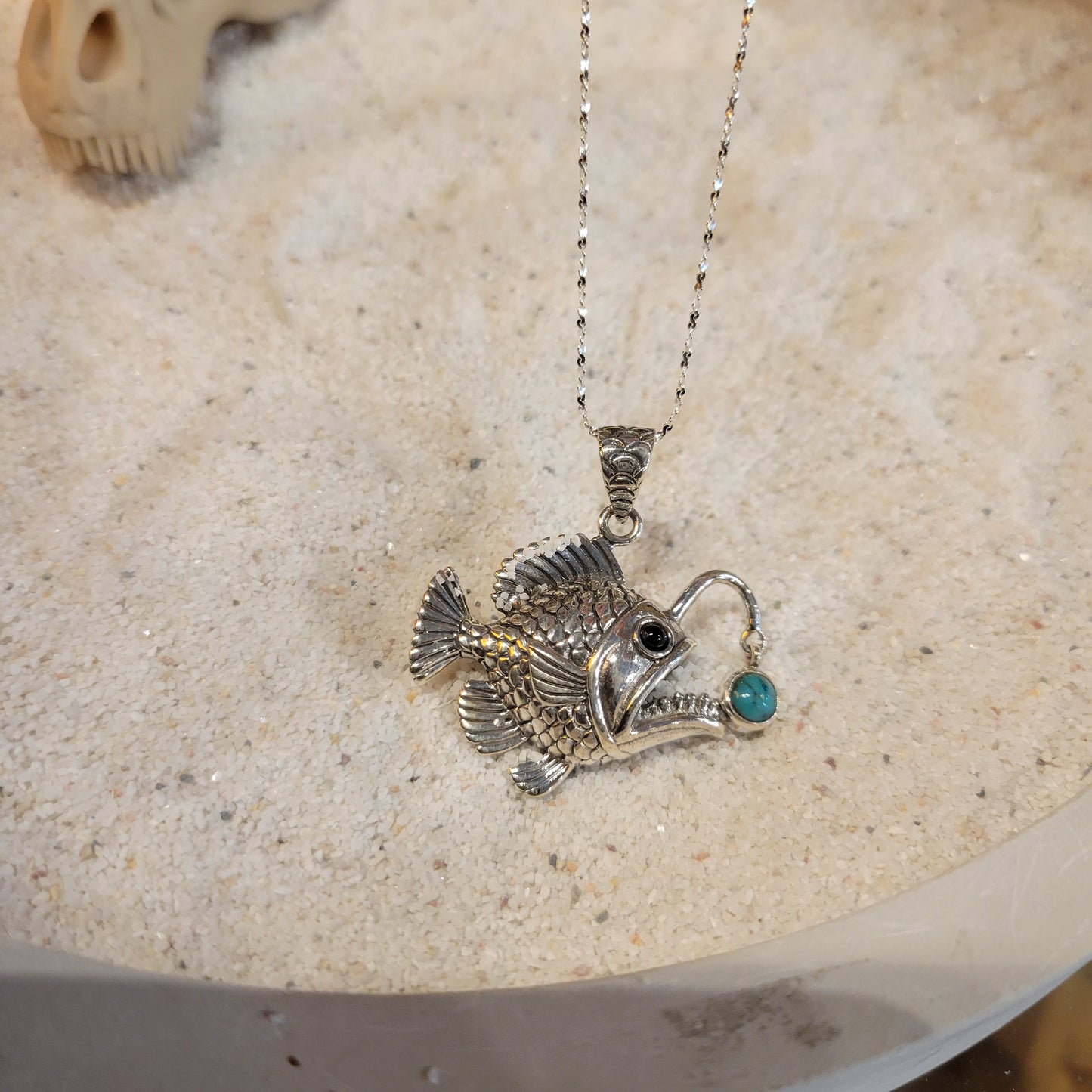 Sterling Agler Fish Turquoise Necklace