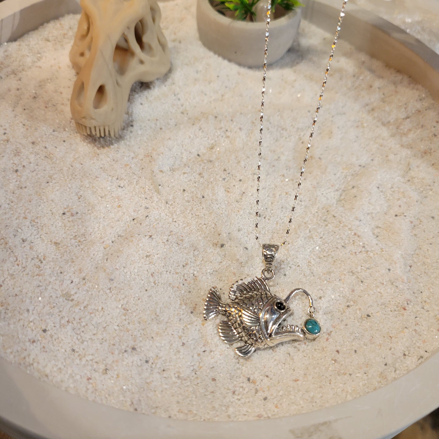 Sterling Agler Fish Turquoise Necklace