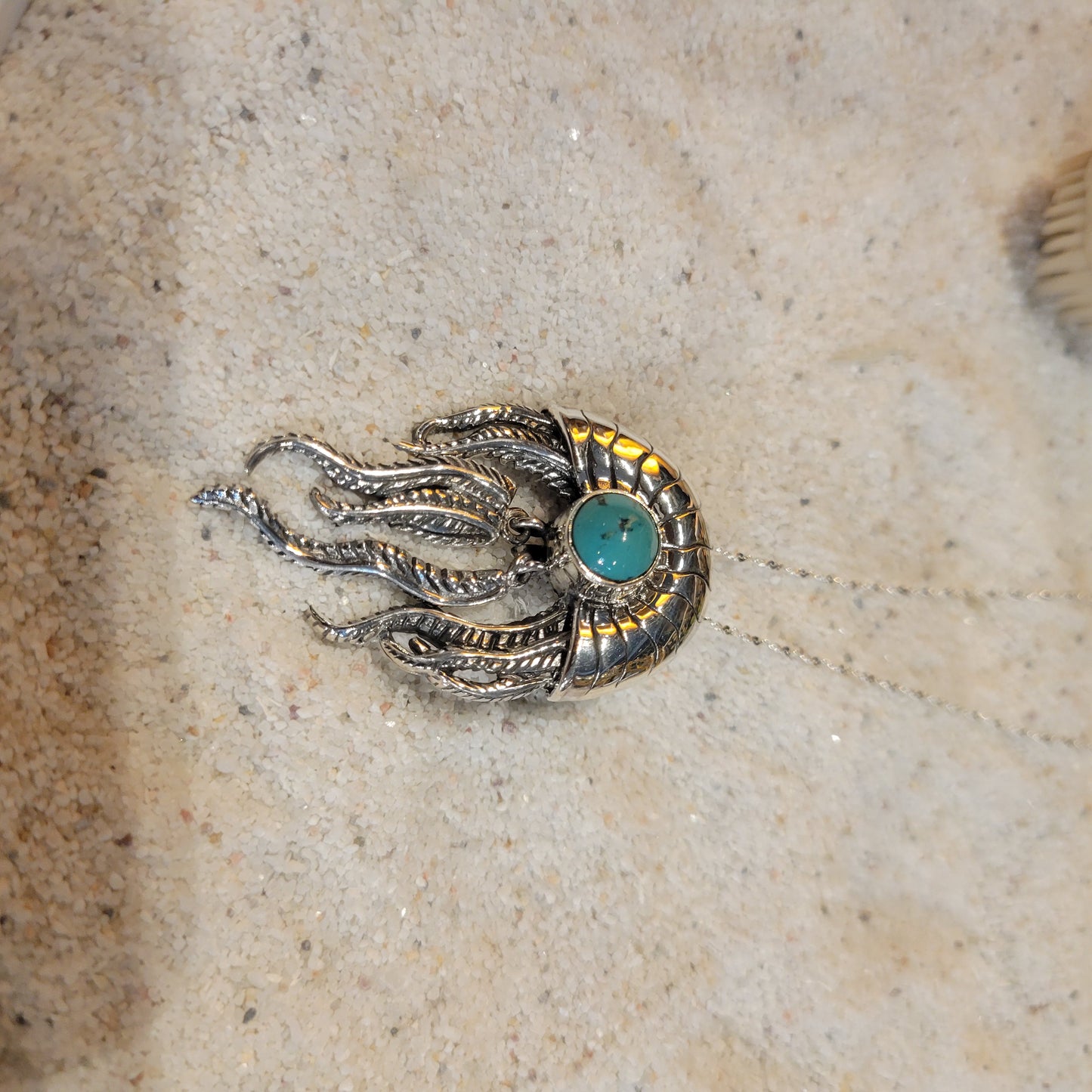 Sterling Ammonite Turquoise Necklace