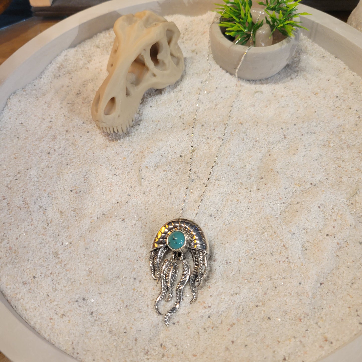 Sterling Ammonite Turquoise Necklace