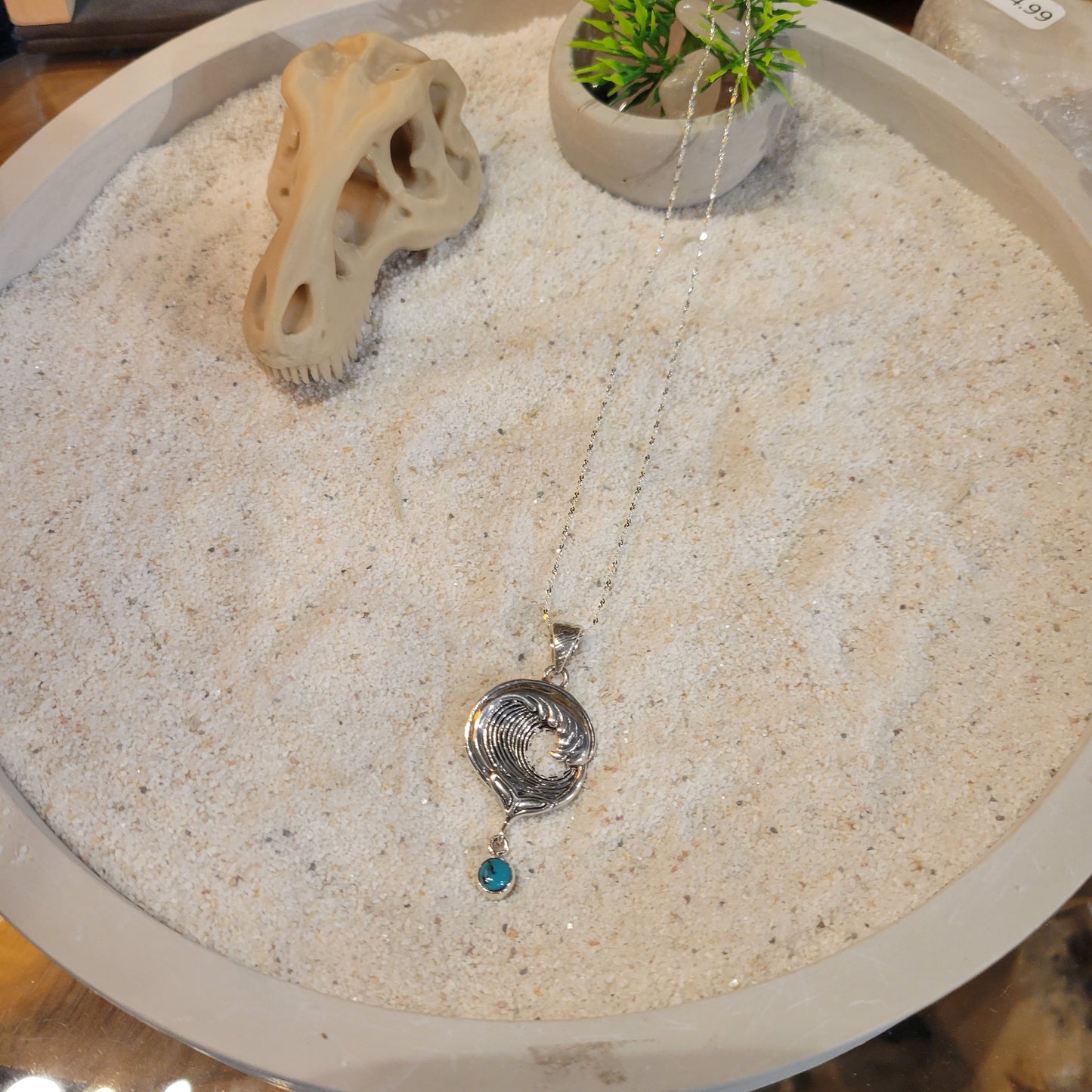 Sterling Wave Turquoise Necklace