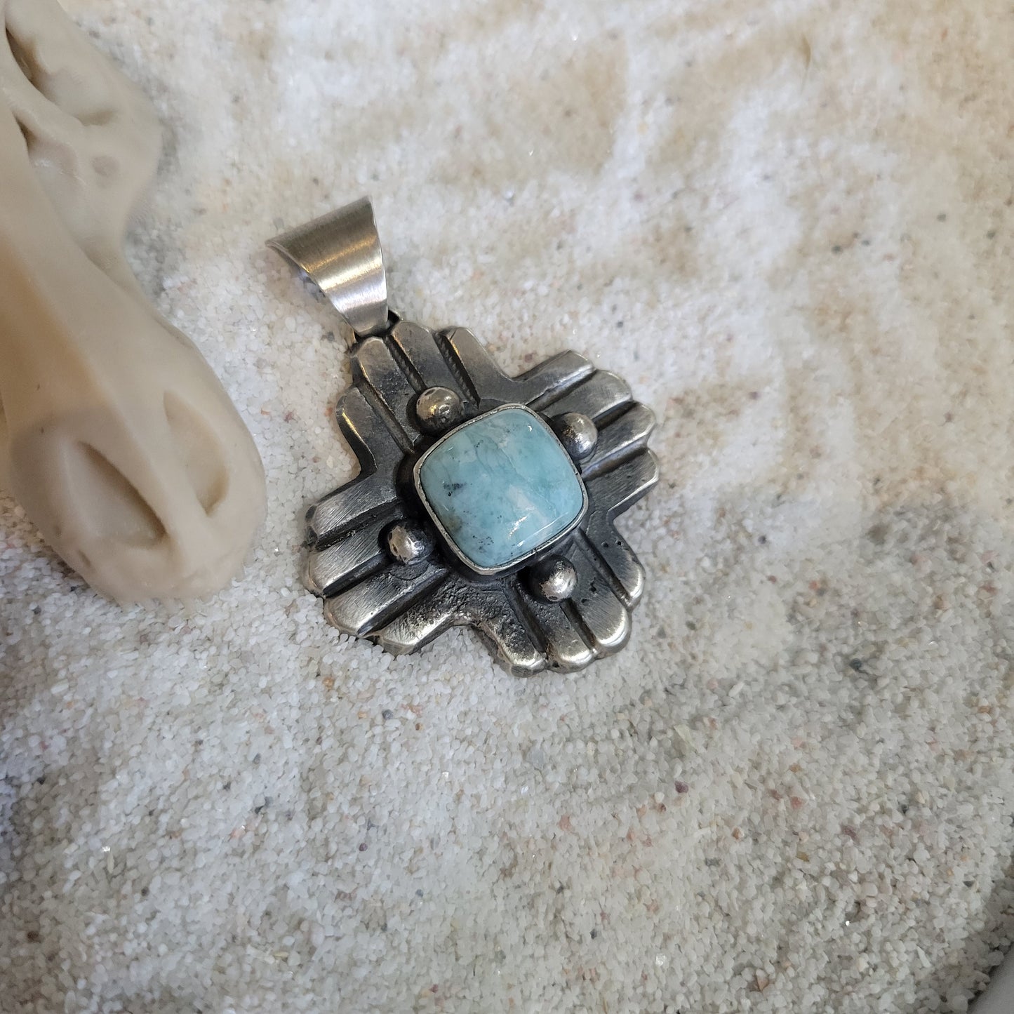 Sterling Larimar Cross Pendant