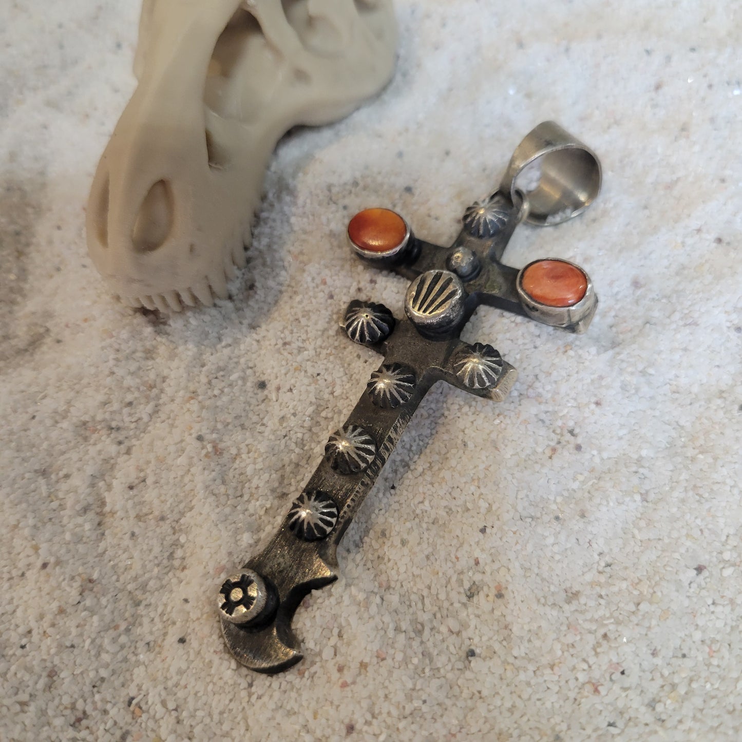 Sterling Double cross Spiny Oyster Pendant