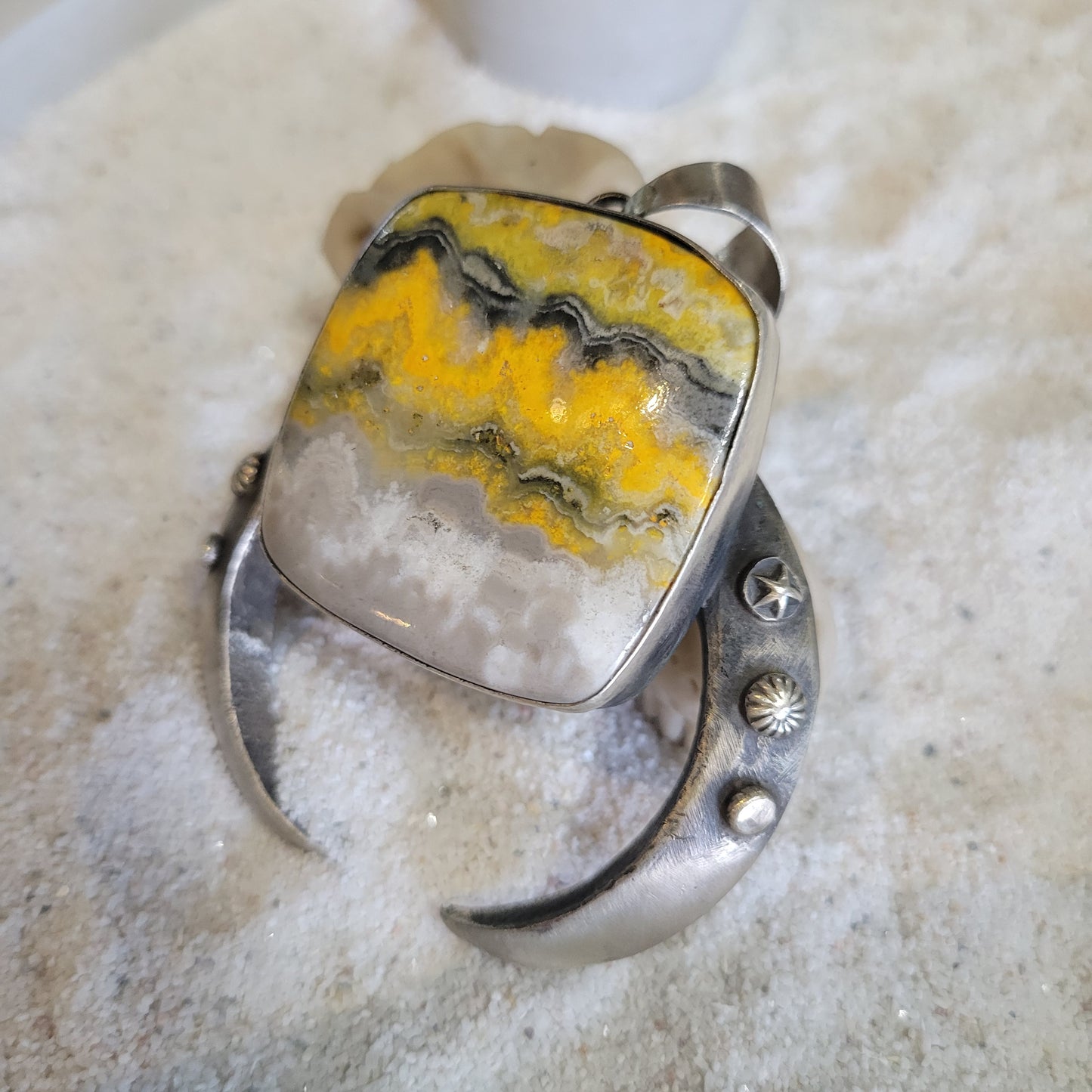 Sterling Bumble Bee Jasper Pendant