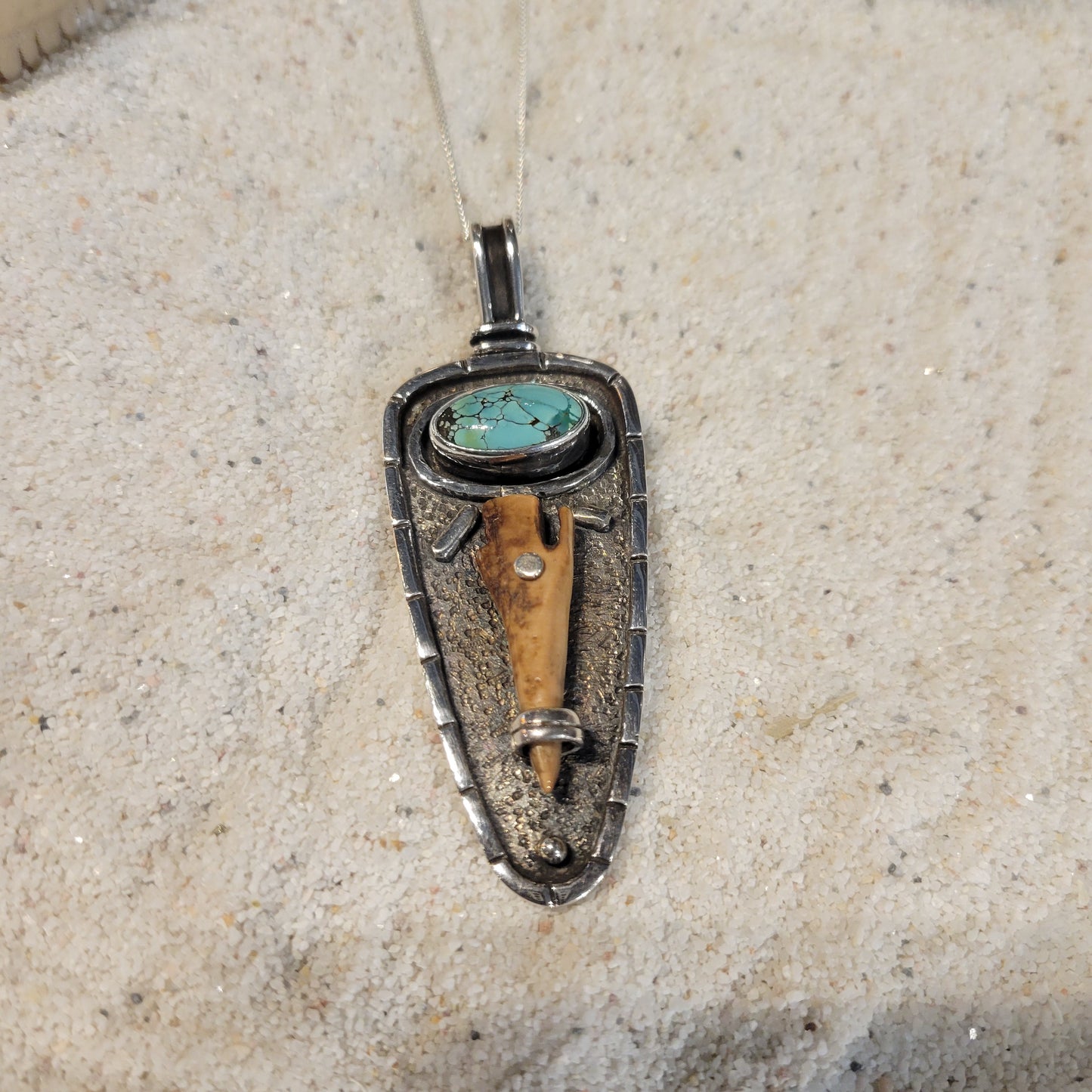 Sterling Turquoise and Fossil Ivory Necklace
