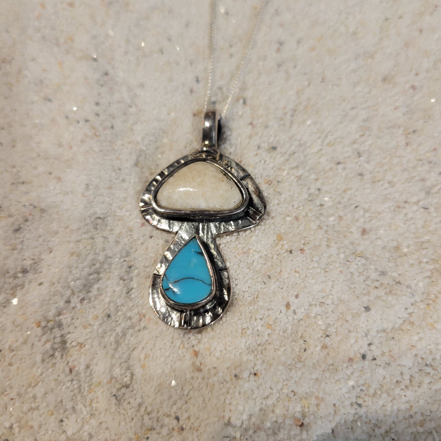 Sterling Turquoise and Fossil Ivory Necklace