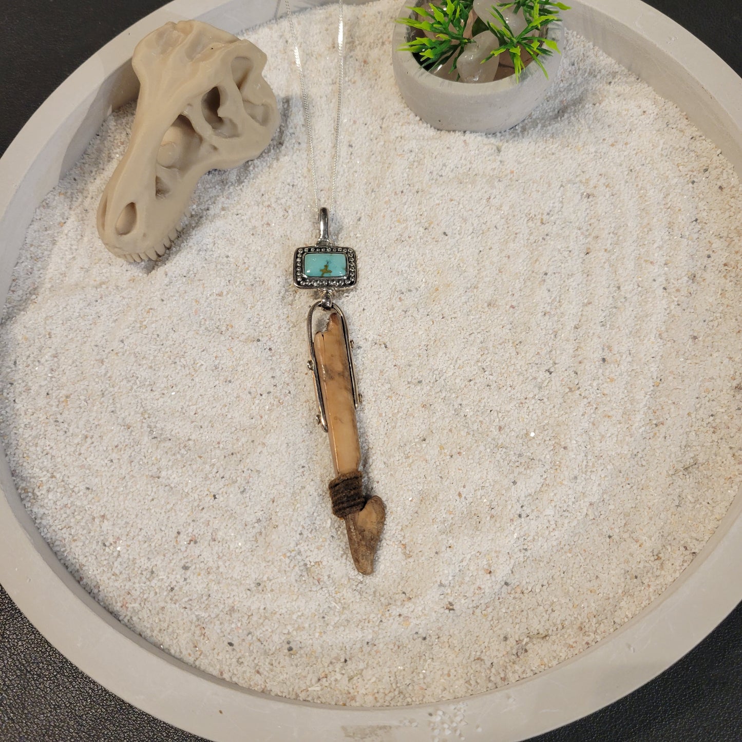 Sterling Turquoise and Fossil Ivory Necklace
