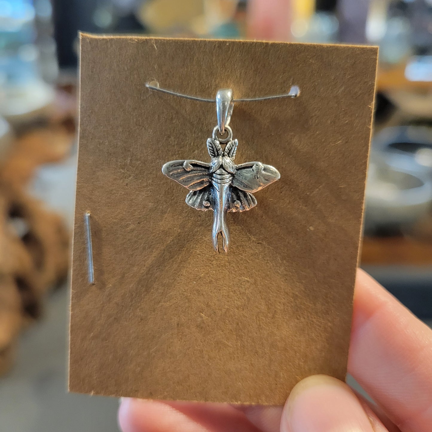 Sterling Small Lunar Moth Necklace
