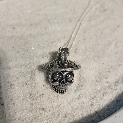Sterling Sugar Skull Necklace