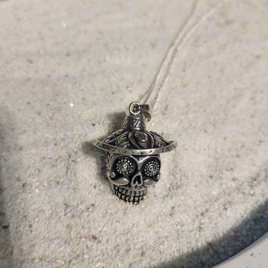 Sterling Sugar Skull Necklace