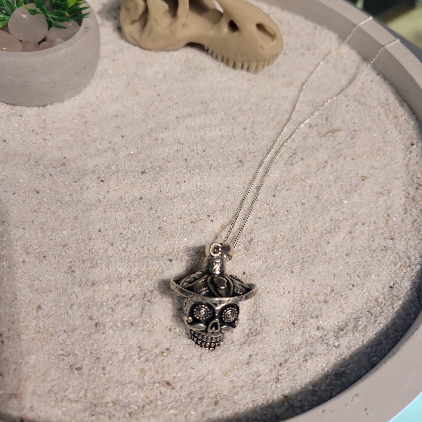 Sterling Sugar Skull Necklace