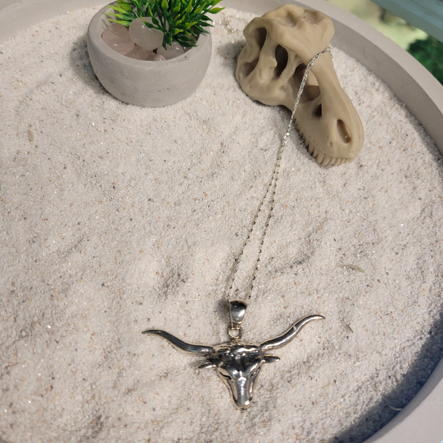 Sterling Long Horn Necklace