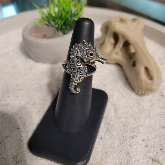 Sterling Small Seahorse Ring sz Adjustable