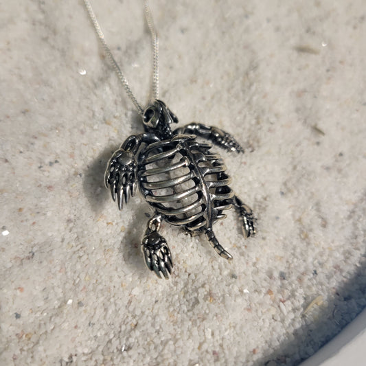 Sterling Turtle Skeleton Necklace Pin