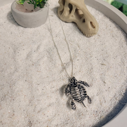 Sterling Turtle Skeleton Necklace Pin