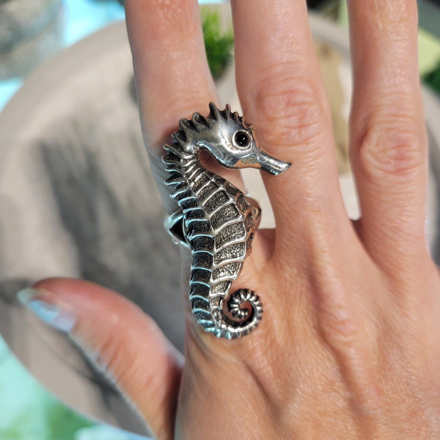 Sterling Seahorse Ring sz Adjustable