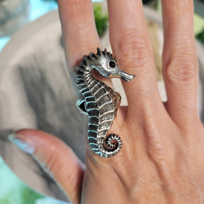 Sterling Seahorse Ring sz Adjustable