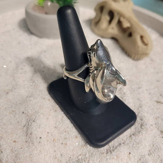 Sterling Shark Ring sz Adjustable
