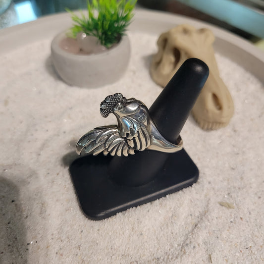Sterling Rooster Ring sz Adjustable