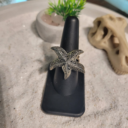 Sterling Starfish Ring sz Adjustable