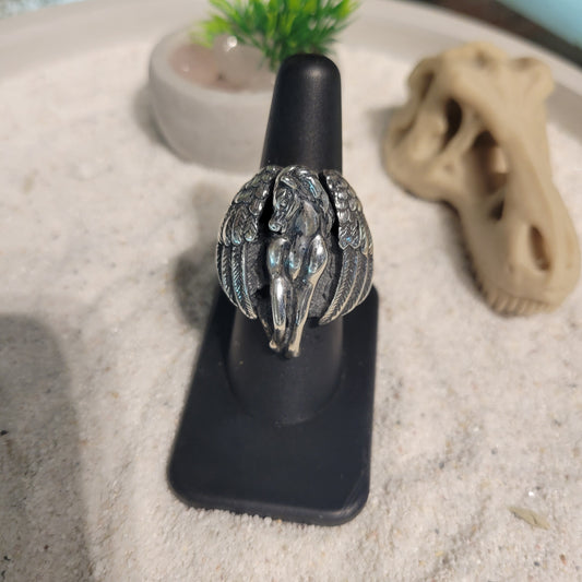 Sterling Pegasus Ring sz Adjustable