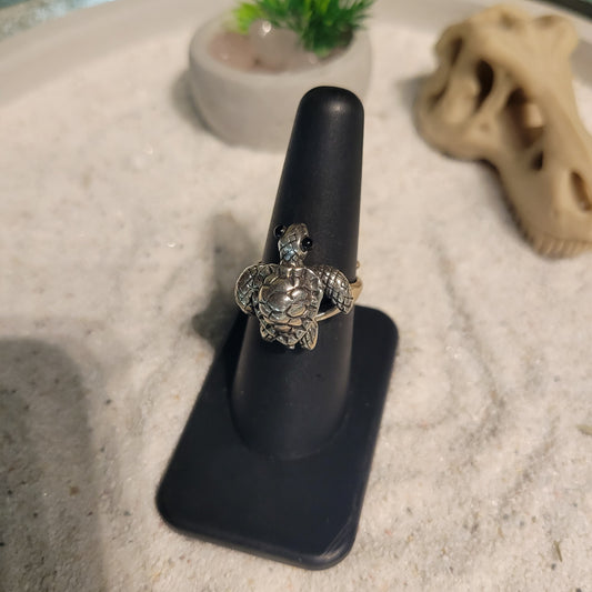 Sterling Small Turtle Ring sz Adjustable