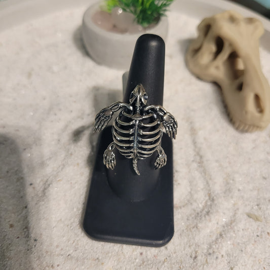Sterling Skeleton Turtle Ring sz Adjustable
