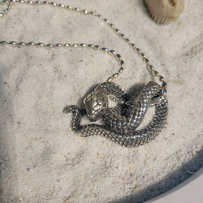 Sterling Snake on 18" Rice Chain