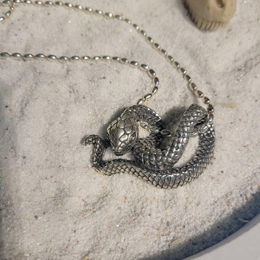 Sterling Snake on 18" Rice Chain