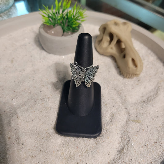 Sterling Small Butterfly Ring sz Adjustable
