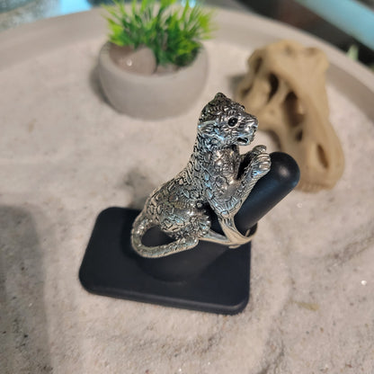 Sterling Cheetah Ring sz Adjustable