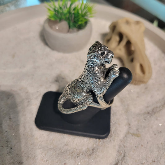 Sterling Cheetah Ring sz Adjustable