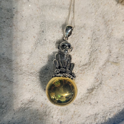 Sterling Lucky Monkey Chime Necklace