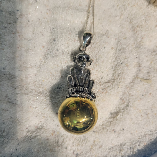 Sterling Lucky Monkey Chime Necklace